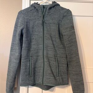 Kuhl XS Hooded Zip-Up Sweatshirt, EUC heathered green